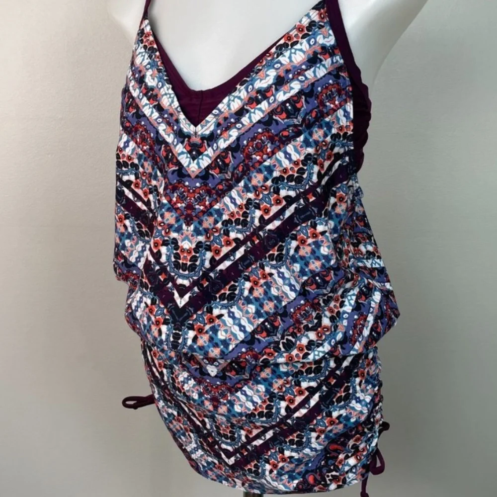Athleta Swim Athleta Marrakesh Side Scrunch Tankini Top